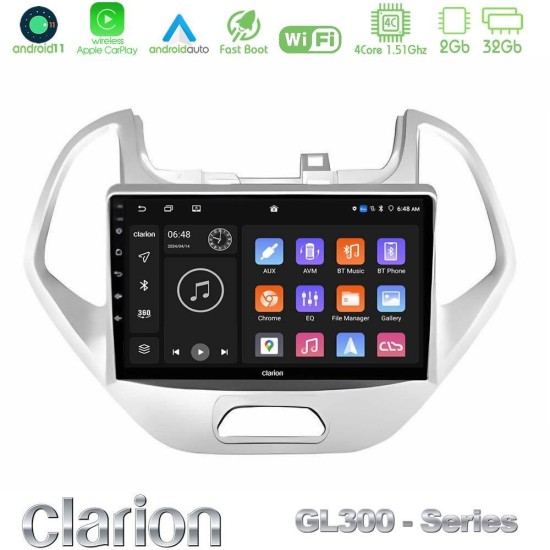 Clarion GL300 Series 4Core Android11 2+32GB Ford KA 2016-2020 Navigation Multimedia Tablet 9" Με Carplay & Android Auto