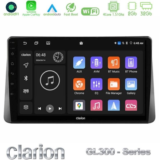 Clarion GL300 Series 4Core Android11 2+32GB Ford Focus 2019-> Navigation Multimedia Tablet 9" Με Carplay & Android Auto