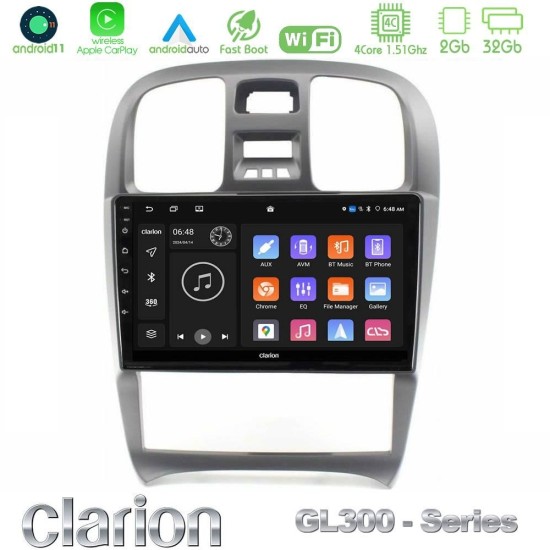 Clarion GL300 Series 4Core Android11 2+32GB Hyundai Sonata 2001-2005 Navigation Multimedia Tablet 9" Με Carplay & Android Auto Clarion GL300 Series 4Core Android11 2+32GB Hyundai Sonata 2001-2005 Navigation Multimedia Tablet 9" Με Carplay & Android Auto
