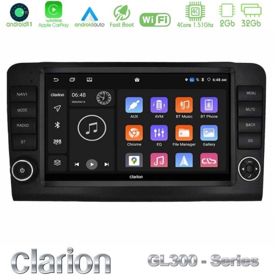 Clarion GL300 Series 4Core Android11 2+32GB Mercedes ML/GL Class W164 2006-2011 Navigation Multimedia Tablet 9" Με Carplay & Android Auto (OEM Look) Clarion GL300 Series 4Core Android11 2+32GB Mercedes ML/GL Class W164 2006-2011 Navigation Multimedia Tablet 9" Με Carplay & Android Auto (OEM Look)