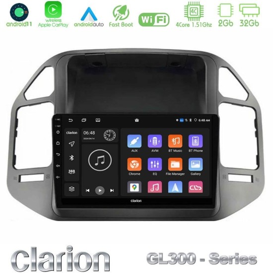 Clarion GL300 Series 4Core Android11 2+32GB Mitsubishi Pajero 2002-2006 Navigation Multimedia Tablet 9" Με Carplay & Android Auto Clarion GL300 Series 4Core Android11 2+32GB Mitsubishi Pajero 2002-2006 Navigation Multimedia Tablet 9" Με Carplay & Android Auto