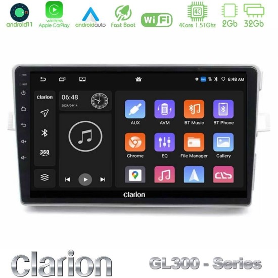 Clarion GL300 Series 4Core Android11 2+32GB Toyota Verso 2009-2018 Navigation Multimedia Tablet 9" Με Carplay & Android Auto