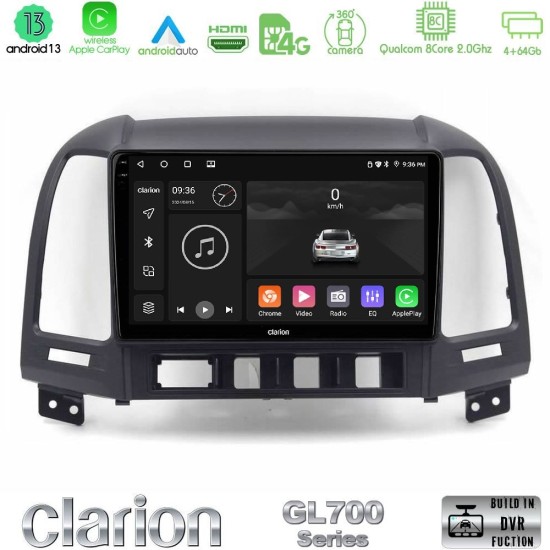 Clarion GL700 Series 8Core Android13 4+64GB Hyundai Santa Fe 2006-2013 Navigation Multimedia Tablet 10" Με Carplay & Android Auto