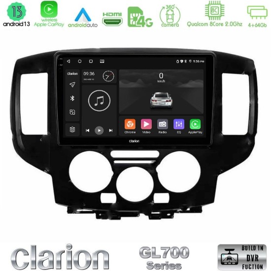 Clarion GL700 Series 8Core Android13 4+64GB Nissan NV200 2009 – 2019 Navigation Multimedia Tablet 9" Με Carplay & Android Auto (Μαύρο)