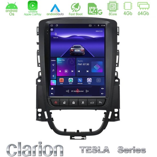 Clarion GL300 Tesla Series Android OS 8Core 4+64GB Opel Astra J 2010-2014 Navigation Multimedia Tablet 9.7"