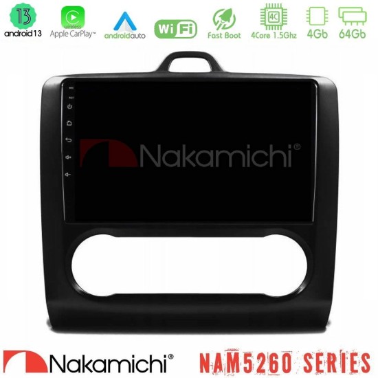 Nakamichi NAM5260 Series 4Core Android13 4+64GB Ford Focus Auto AC Navigation Multimedia Tablet 9" Με Carplay & Android Auto Nakamichi NAM5260 Series 4Core Android13 4+64GB Ford Focus Auto AC Navigation Multimedia Tablet 9" Με Carplay & Android Auto