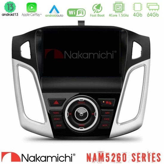 Nakamichi NAM5260 Series 4Core Android13 4+64GB Ford Focus 2012-2018 Navigation Multimedia Tablet 9" Με Carplay & Android Auto Nakamichi NAM5260 Series 4Core Android13 4+64GB Ford Focus 2012-2018 Navigation Multimedia Tablet 9" Με Carplay & Android Auto