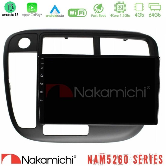 Nakamichi NAM5260 Series 4Core Android13 4+64GB Honda Civic 1995-2001 Navigation Multimedia Tablet 9" Με Carplay & Android Auto