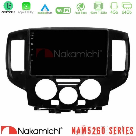 Nakamichi NAM5260 Series 4Core Android13 4+64GB Nissan NV200 2009 – 2019 Navigation Multimedia Tablet 9" Με Carplay & Android Auto (Μαύρο)