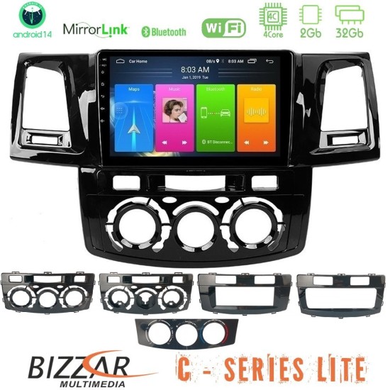 Bizzar C Series Lite 4Core Android14 2+32GB  Toyota Hilux 2007-2016 Navigation Multimedia Tablet 9"
