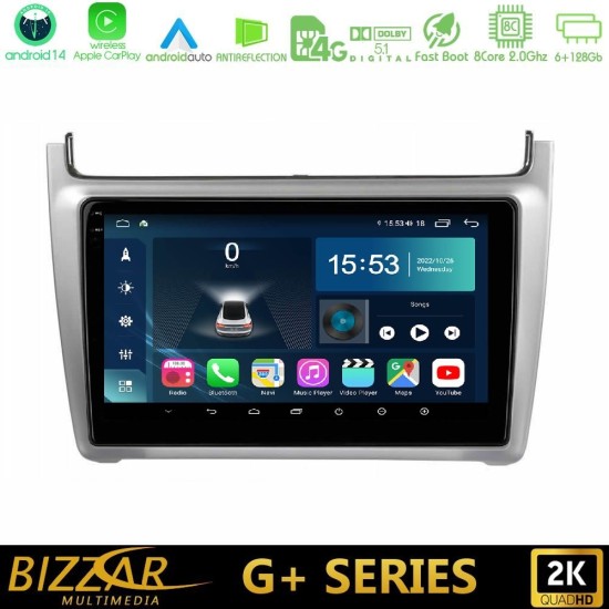 Bizzar G+ Series Vw Polo 2014-2017 8core Android14 6+128GB Navigation Multimedia Tablet 9" (Silver)