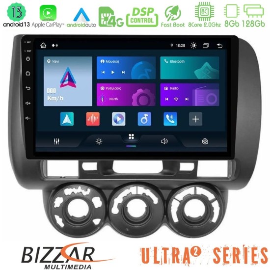 Bizzar Ultra Series Honda Jazz (Fit) 2002-2008 (RHD) Manual A/C 8core Android13 8+128GB Navigation Multimedia Tablet 9"