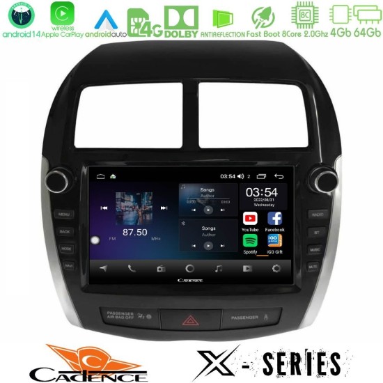 Cadence X Series Mitsubishi ASX 2013-2018 8core Android 14 4+64GB Navigation Multimedia Tablet 9" (Oem Look)