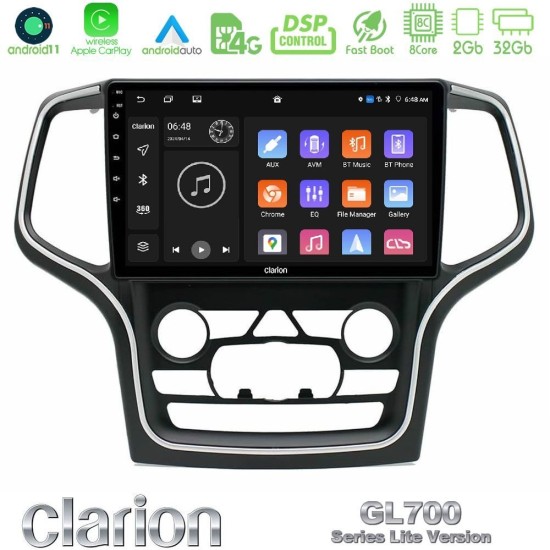 Clarion GL700 Lite Series 8Core Android11 2+32GB Jeep Grand Cherokee 2014-2020 Navigation Multimedia Tablet 10" Με Carplay & Android Auto Clarion GL700 Lite Series 8Core Android11 2+32GB Jeep Grand Cherokee 2014-2020 Navigation Multimedia Tablet 10" Με Carplay & Android Auto