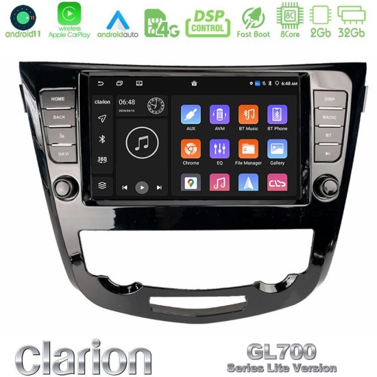 Clarion GL700 Lite Series 8Core Android11 2+32GB Nissan Qashqai J11 (AUTO A/C) Navigation Multimedia Tablet 9" Με Carplay & Android Auto