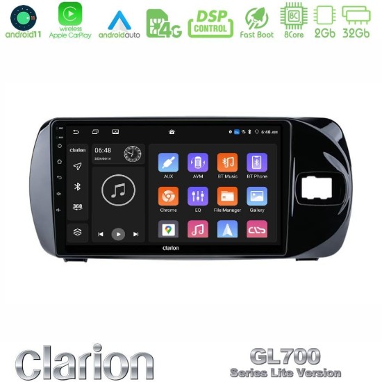 Clarion GL700 Lite Series 8Core Android11 2+32GB Toyota Yaris (Vitz) 2015-2020 RHD Navigation Multimedia Tablet 9" Με Carplay & Android Auto Clarion GL700 Lite Series 8Core Android11 2+32GB Toyota Yaris (Vitz) 2015-2020 RHD Navigation Multimedia Tablet 9" Με Carplay & Android Auto