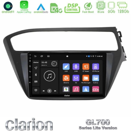 Clarion GL700 Lite Series 8Core Android11 6+128GB Hyundai i20 2018-2020 RHD Navigation Multimedia Tablet 9" Με Carplay & Android Auto
