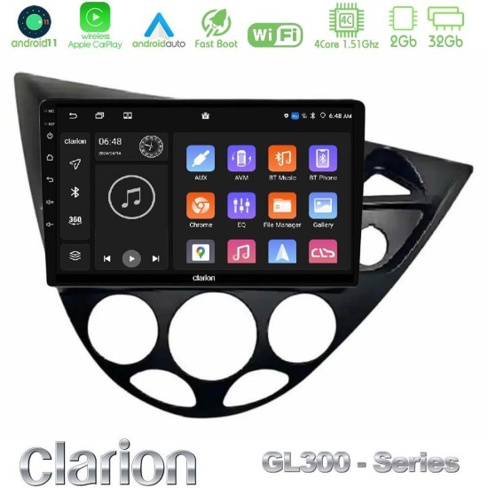 Clarion GL300 Series 4Core Android11 2+32GB Ford Focus 1999-2004 (RHD) Navigation Multimedia Tablet 9" Με Carplay & Android Auto Clarion GL300 Series 4Core Android11 2+32GB Ford Focus 1999-2004 (RHD) Navigation Multimedia Tablet 9" Με Carplay & Android Auto
