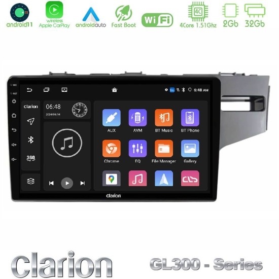 Clarion GL300 Series 4Core Android11 2+32GB Honda Jazz 2013-2020 RHD Navigation Multimedia Tablet 9" Με Carplay & Android Auto Clarion GL300 Series 4Core Android11 2+32GB Honda Jazz 2013-2020 RHD Navigation Multimedia Tablet 9" Με Carplay & Android Auto
