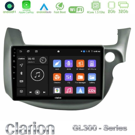 Clarion GL300 Series 4Core Android11 2+32GB Honda Jazz (Fit) 2009-2013 RHD Navigation Multimedia Tablet 10" Με Carplay & Android Auto Clarion GL300 Series 4Core Android11 2+32GB Honda Jazz (Fit) 2009-2013 RHD Navigation Multimedia Tablet 10" Με Carplay & Android Auto