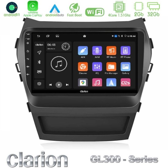 Clarion GL300 Series 4Core Android11 2+32GB Hyundai iX45 2012-2017 Navigation Multimedia Tablet 9" Με Carplay & Android Auto Clarion GL300 Series 4Core Android11 2+32GB Hyundai iX45 2012-2017 Navigation Multimedia Tablet 9" Με Carplay & Android Auto
