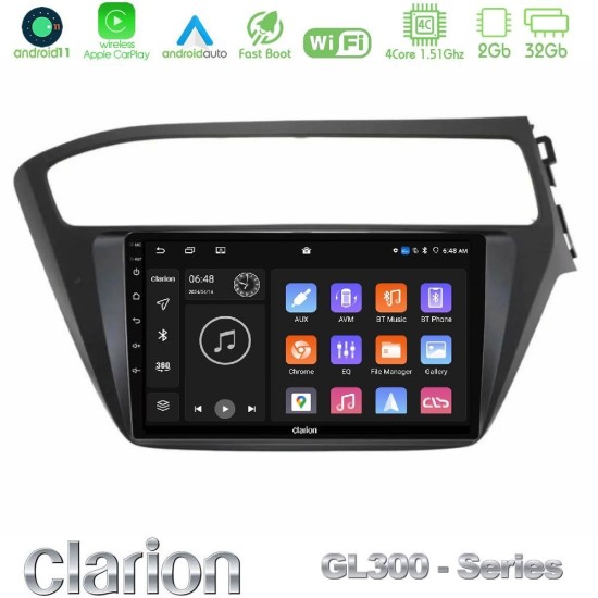 Clarion GL300 Series 4Core Android11 2+32GB Hyundai i20 2018-2020 RHD Navigation Multimedia Tablet 9" Με Carplay & Android Auto