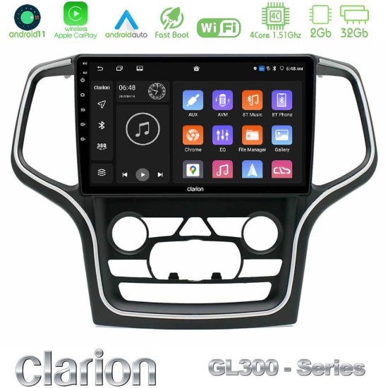 Clarion GL300 Series 4Core Android11 2+32GB Jeep Grand Cherokee 2014-2020 Navigation Multimedia Tablet 10" Με Carplay & Android Auto Clarion GL300 Series 4Core Android11 2+32GB Jeep Grand Cherokee 2014-2020 Navigation Multimedia Tablet 10" Με Carplay & Android Auto