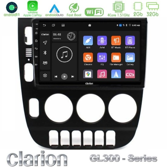 Clarion GL300 Series 4Core Android11 2+32GB Mercedes ML Class (W163) 1998-2005 Navigation Multimedia Tablet 9" Με Carplay & Android Auto Clarion GL300 Series 4Core Android11 2+32GB Mercedes ML Class (W163) 1998-2005 Navigation Multimedia Tablet 9" Με Carplay & Android Auto