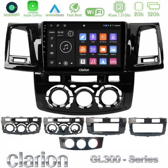 Clarion GL300 Series 4Core Android11 2+32GB Toyota Hilux 2007-2016 Navigation Multimedia Tablet 9" Με Carplay & Android Auto