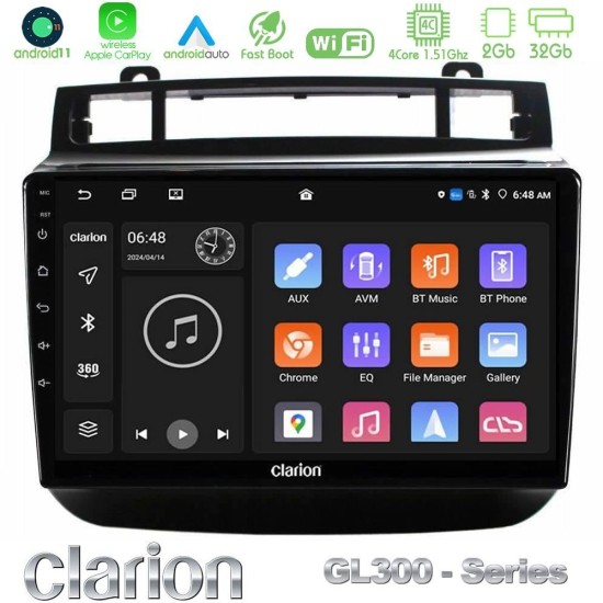 Clarion GL300 Series 4Core Android11 2+32GB VW Touareg 2011-2018 Navigation Multimedia Tablet 9" Με Carplay & Android Auto
