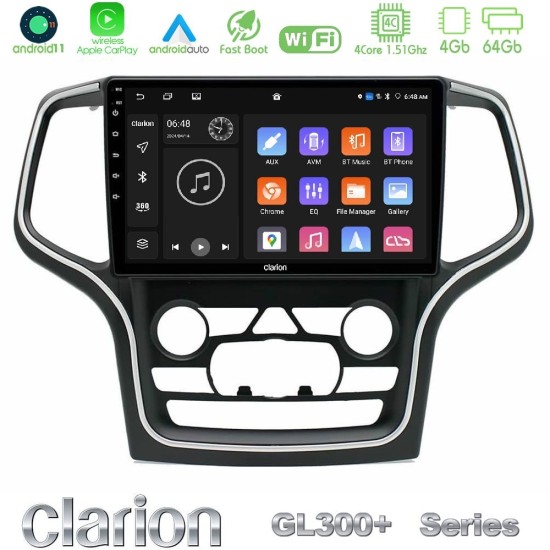 Clarion GL300+ Series 4Core Android11 4+64GB Jeep Grand Cherokee 2014-2020 Navigation Multimedia Tablet 10"
