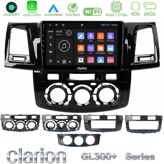 Clarion GL300+ Series 4Core Android11 4+64GB  Toyota Hilux 2007-2016 Navigation Multimedia Tablet 9"
