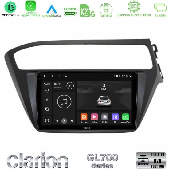 Clarion GL700 Series 8Core Android13 4+64GB Hyundai i20 2018-2020 RHD Navigation Multimedia Tablet 9" Με Carplay & Android Auto