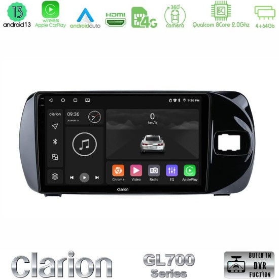 Clarion GL700 Series 8Core Android13 4+64GB Toyota Yaris (Vitz) 2015-2020 RHD Navigation Multimedia Tablet 9" Με Carplay & Android Auto Clarion GL700 Series 8Core Android13 4+64GB Toyota Yaris (Vitz) 2015-2020 RHD Navigation Multimedia Tablet 9" Με Carplay & Android Auto