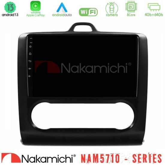 Nakamichi NAM5710 Series 8Core Android13 4+64GB  Ford Focus Auto AC Navigation Multimedia Tablet 9" (Μαύρο Χρώμα)