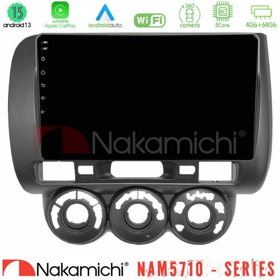 Nakamichi NAM5710 Series 8Core Android13 4+64GB  Honda Jazz 2002-2008 (Manual A/C) Navigation Multimedia Tablet 9"