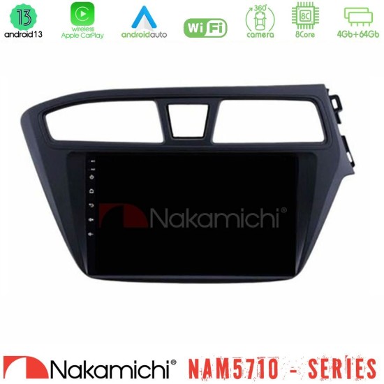Nakamichi NAM5710 Series 8Core Android13 4+64GB Hyundai i20 2014-2018 RHD Navigation Multimedia Tablet 9"
