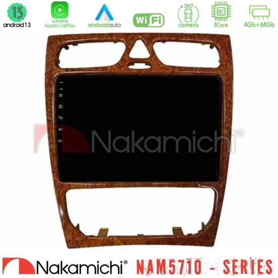 Nakamichi NAM5710 Series 8Core Android13 4+64GB  Mercedes C Class (W203) Navigation Multimedia Tablet 9" (Wooden Style)