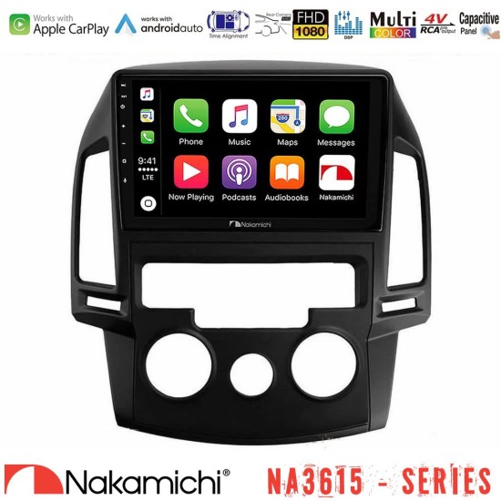 Nakamichi NA3615 Series Με Wireless Carplay & Android Auto  Hyundai i30 2007-2012 Manual A/C Media Station Tablet 9"