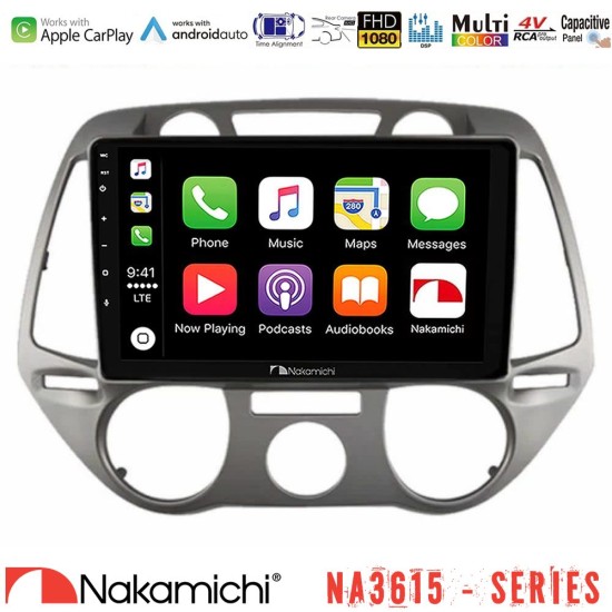 Nakamichi NA3615 Series Με Wireless Carplay & Android Auto  Hyundai i20 2009-2012 Manual A/C Media Station Tablet 9"