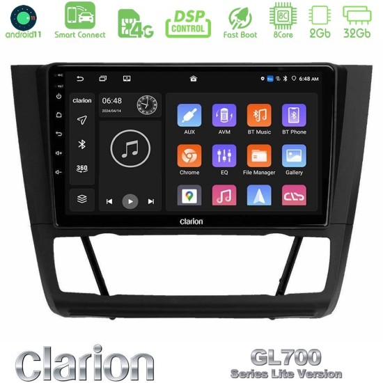Clarion GL700 Lite Series 8Core Android ClarionOS 2+32GB BMW 1Series E81/E82/E87/E88 (AUTO A/C) Navigation Multimedia Tablet 9" Με Carplay & Android Auto