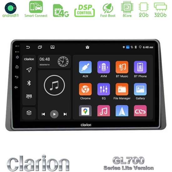 Clarion GL700 Lite Series 8Core Android ClarionOS 2+32GB Dacia Duster 2019-> Navigation Multimedia Tablet 10" Με Carplay & Android Auto