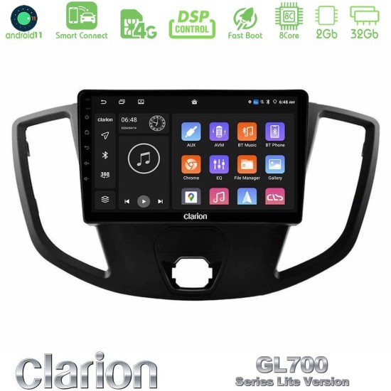 Clarion GL700 Lite Series 8Core Android ClarionOS 2+32GB Ford Transit 2014-> Navigation Multimedia Tablet 9" Με Carplay & Android Auto