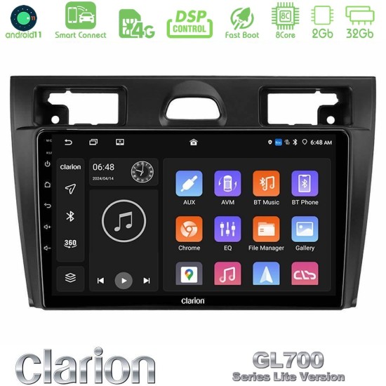 Clarion GL700 Lite Series 8Core Android ClarionOS 2+32GB Ford Fiesta/Fusion Navigation Multimedia Tablet 9" Με Carplay & Android Auto