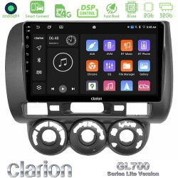 Clarion GL700 Lite Series 8Core Android ClarionOS 2+32GB Honda Jazz 2002-2008 (Manual A/C) Navigation Multimedia Tablet 9" Με Carplay & Android Auto