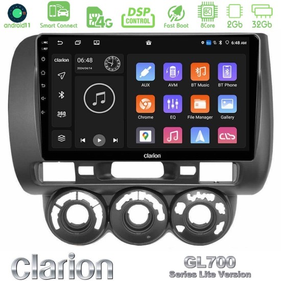 Clarion GL700 Lite Series 8Core Android ClarionOS 2+32GB Honda Jazz 2002-2008 (Manual A/C) Navigation Multimedia Tablet 9" Με Carplay & Android Auto