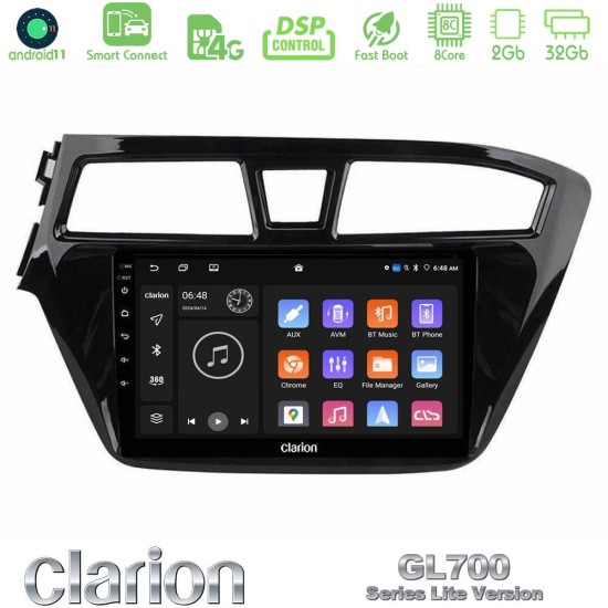 Clarion GL700 Lite Series 8Core Android ClarionOS 2+32GB Hyundai i20 2014-2018 Navigation Multimedia Tablet 9" Με Carplay & Android Auto