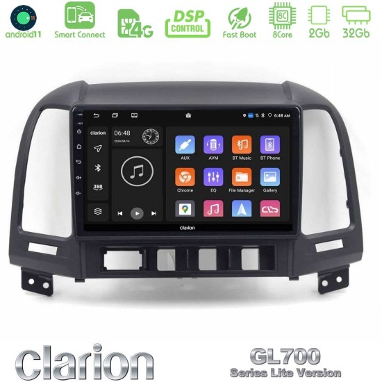 Clarion GL700 Lite Series 8Core Android ClarionOS 2+32GB Hyundai Santa Fe 2006-2013 Navigation Multimedia Tablet 9" Με Carplay & Android Auto