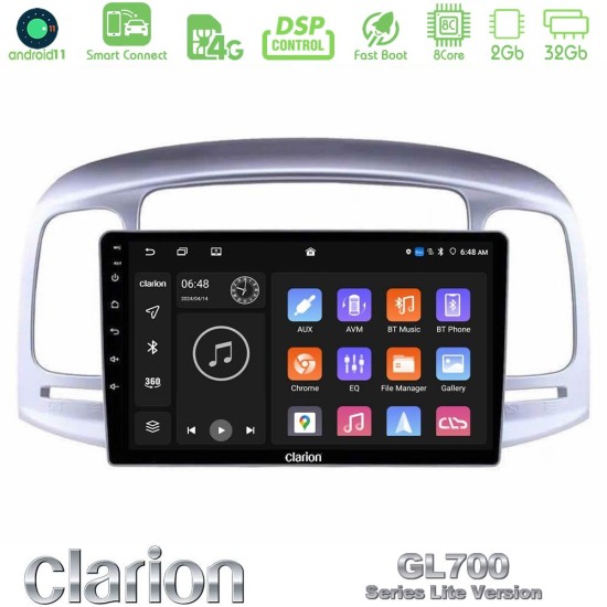Clarion GL700 Lite Series 8Core Android ClarionOS 2+32GB Hyundai Accent 2006-2011 Navigation Multimedia Tablet 9" Με Carplay & Android Auto Clarion GL700 Lite Series 8Core Android ClarionOS 2+32GB Hyundai Accent 2006-2011 Navigation Multimedia Tablet 9" Με Carplay & Android Auto