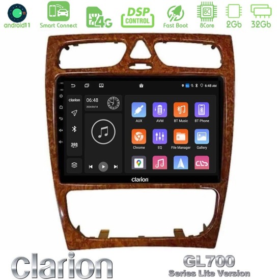 Clarion GL700 Lite Series 8Core Android ClarionOS 2+32GB Mercedes C Class (W203) Navigation Multimedia Tablet 9" (Wooden Style) Με Carplay & Android Auto Clarion GL700 Lite Series 8Core Android ClarionOS 2+32GB Mercedes C Class (W203) Navigation Multimedia Tablet 9" (Wooden Style) Με Carplay & Android Auto